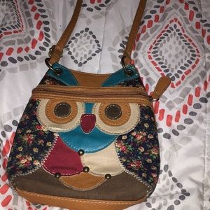 New,owl, multi colored purse.